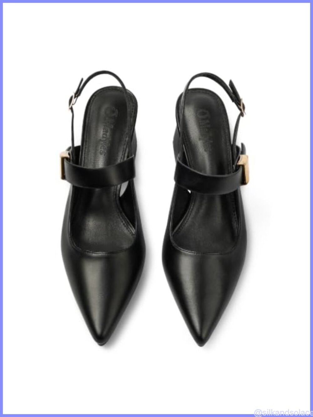 Faux Leather Pointed Toe Slingback Block Heel Pumps for Women - Picture 5 of 6